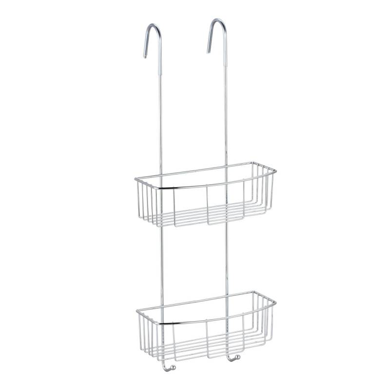 MSV Duschregal Lexie mit 2 Körben und 2 Haken Aluminium 23 cm x 19 cm x 60 cm von MSV