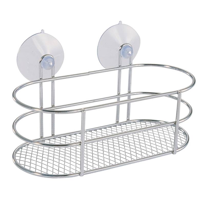 MSV Duschregal Ventouses Oval Stahl 20 cm x 9,5 cm Chrom von MSV