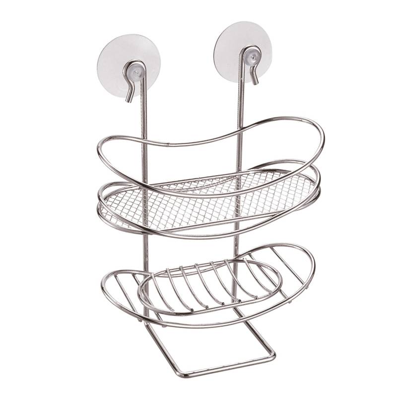 MSV Duschregal mit Seifenschale Ventouses Oval Chrom 18 x 7,5 x 22 cm Silber von MSV