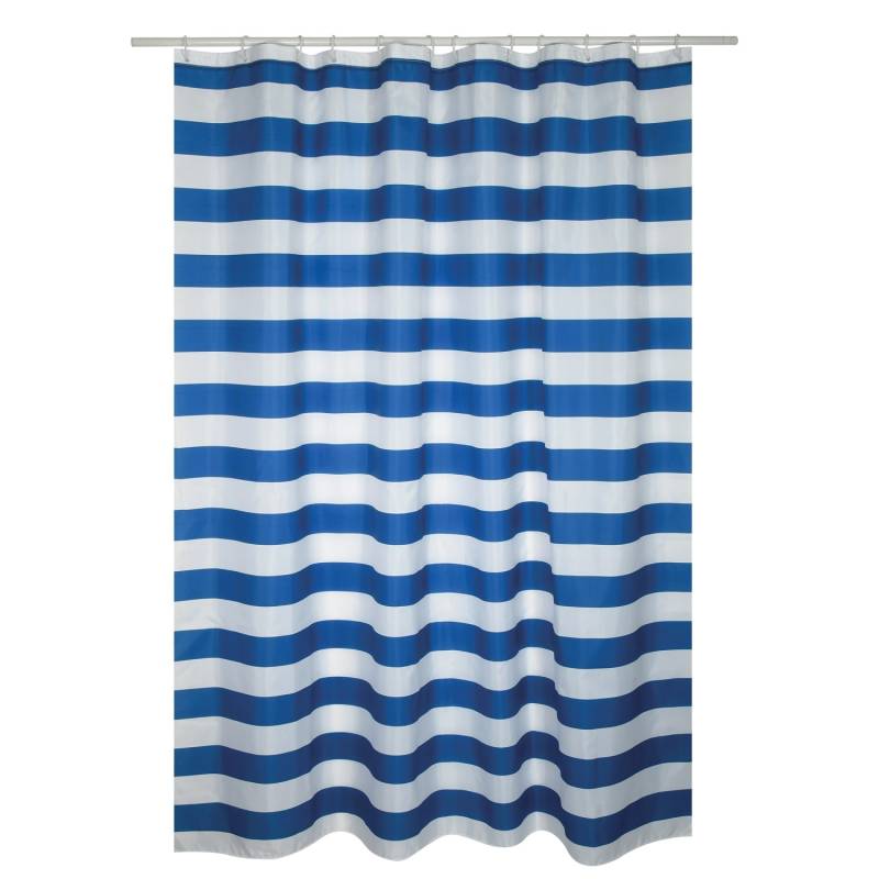 MSV Duschvorhang Brighton Polyester 180 cm x 200 cm Blau-Weiß von MSV