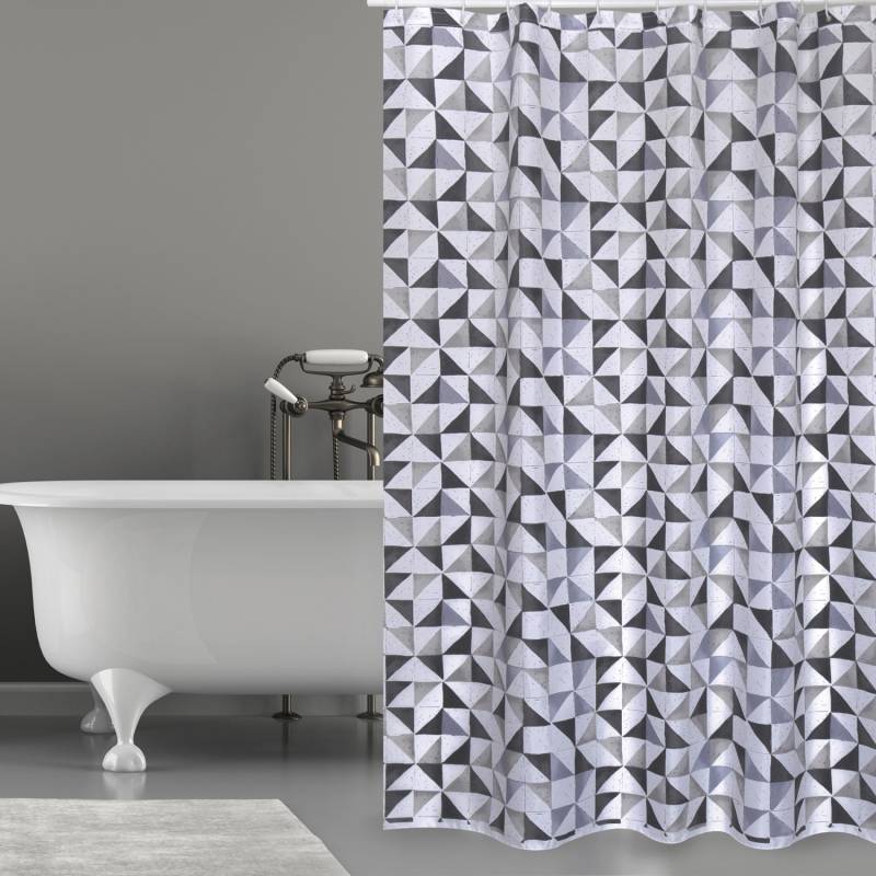 MSV Duschvorhang Calula Polyester 180 cm x 200 cm Weiß-Schwarz von MSV