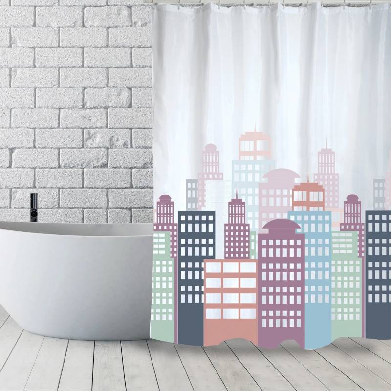 MSV Duschvorhang Cities 140 cm x 180 cm Bunt von MSV