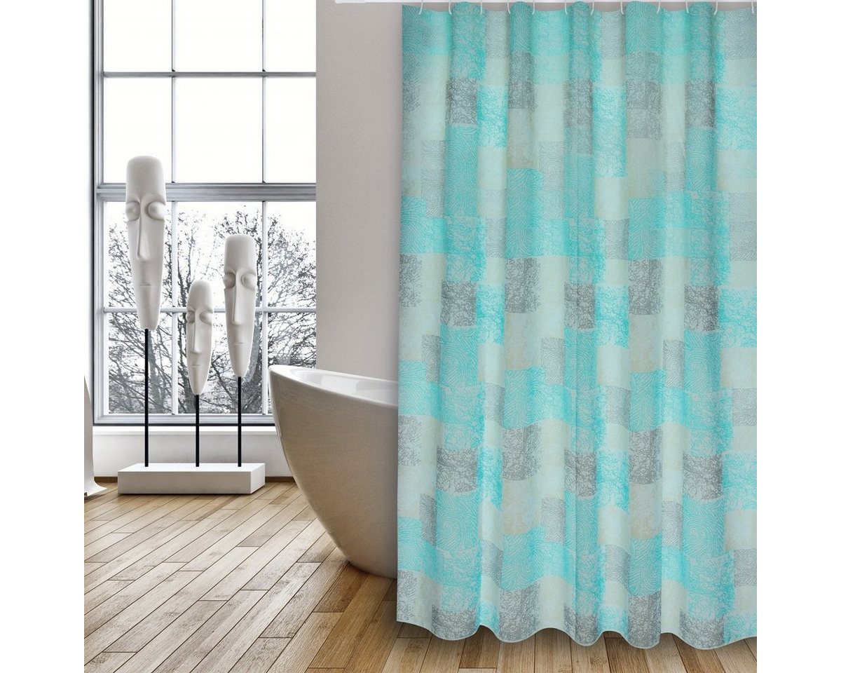 MSV Duschvorhang Cotexsa HUELLAS Breite 180 cm, Textil-Duschvorhang, Made in Spain, 100% Polyester, wasserundurchlässig, Anti-Schimmel-Effekt, Anti-Bakteriell beschichtet, waschbar 30°, 180 x 200 cm, Farbe blau türkis MSV Duschvorhang Cotexsa HUELLAS Breite 180 cm, Textil-Duschvorhang, Made in Spain, 100% Polyester, wasserundurchlässig, Anti-Schimmel-Effekt, Anti-Bakteriell beschichtet, waschbar 30°, 180 x 200 cm, Farbe blau türkis von MSV