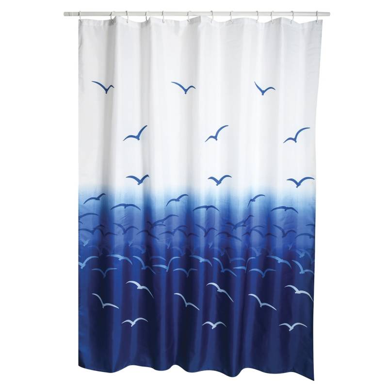 MSV Duschvorhang Möwen 180 cm x 200 cm Blau-Weiß von MSV