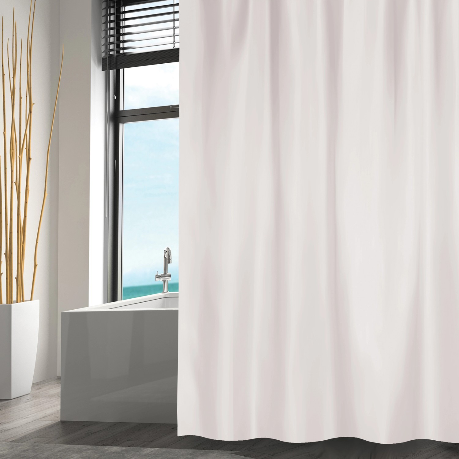 MSV Duschvorhang Polyester 240 cm x 200 cm Weiß von MSV