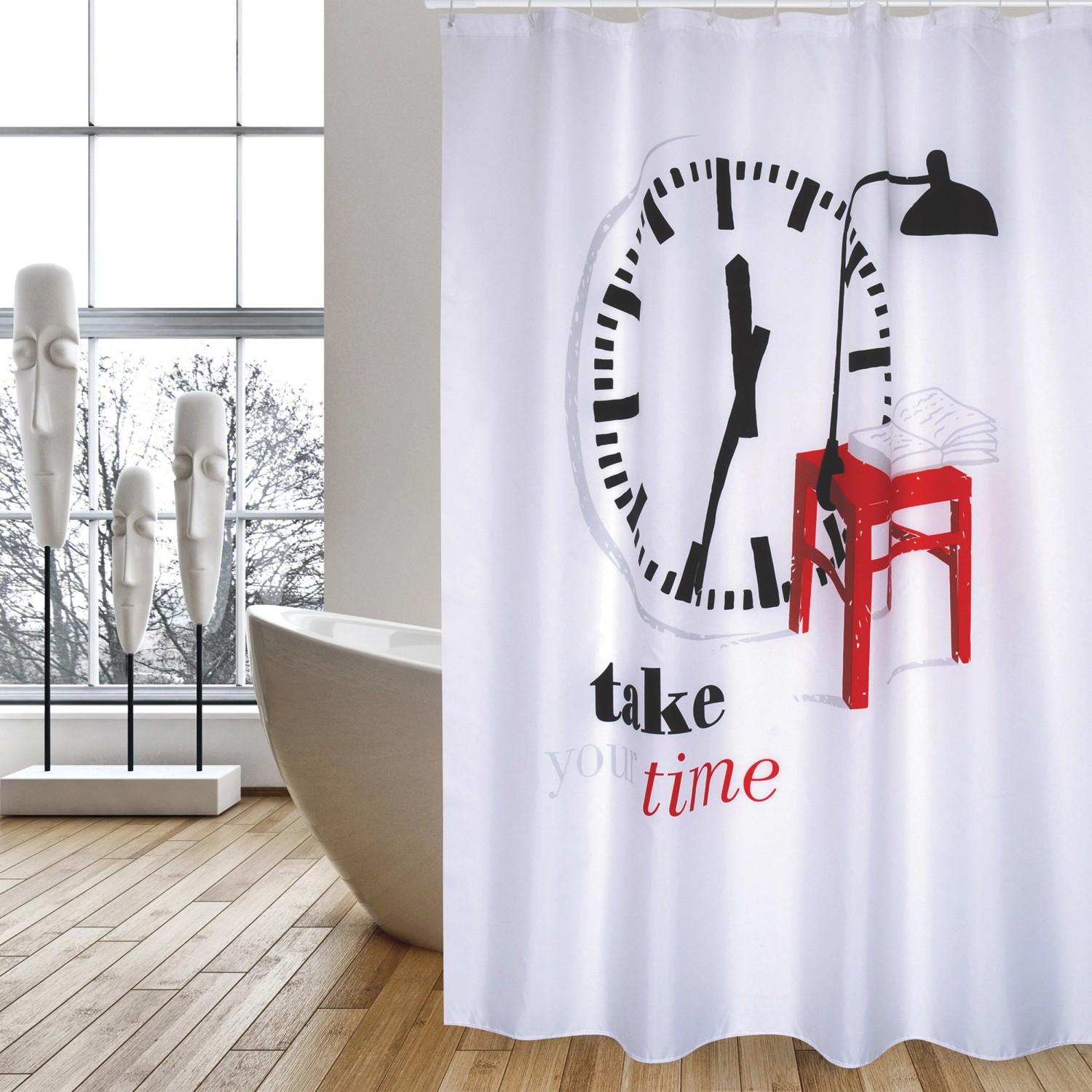 MSV Duschvorhang Take Your Time Polyester 180 cm x 200 cm Mehrfarbig von MSV