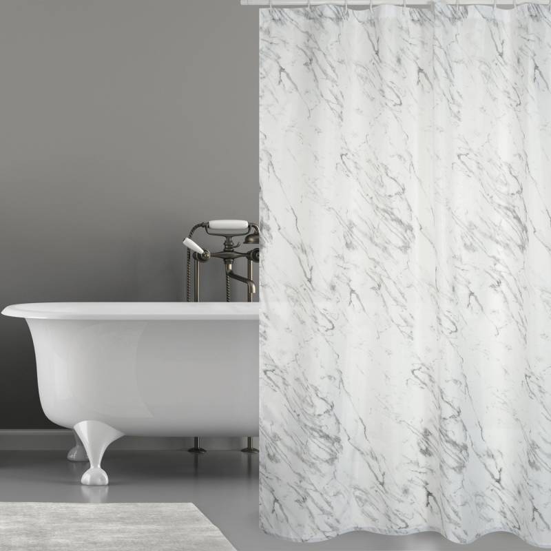 MSV Duschvorhang Toskana Polyester 180 cm x 200 cm Weiß-Grau von MSV