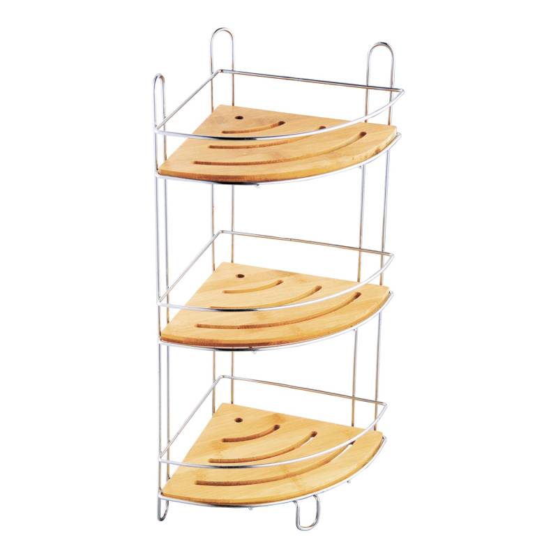 MSV Eck-Duschregal Joy 3 Ebenen 19,5 cm x 19,5 cm x 48,5 cm Braun-Silber von MSV