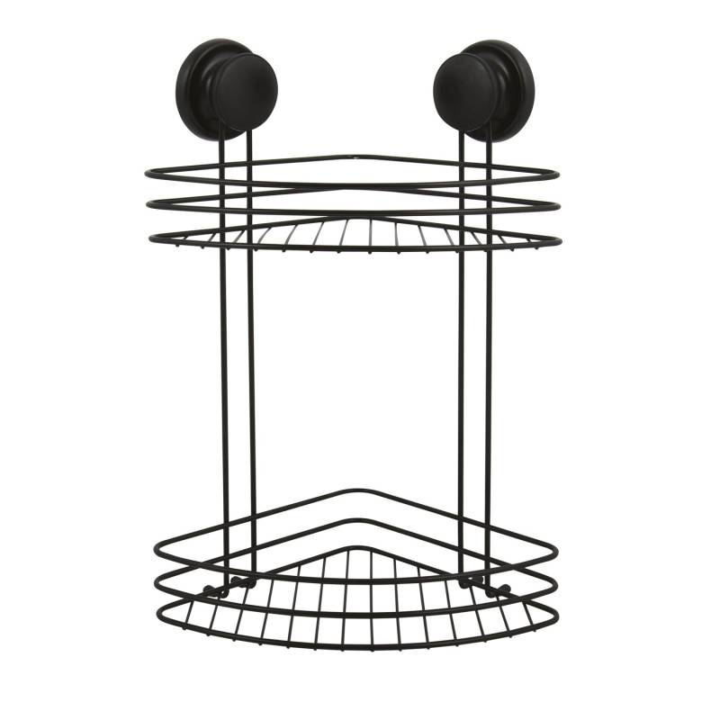 MSV Eck-Duschregal Mega Ventouses Stahl 21,5 cm x 21,5 cm x 39,7 cm Mattschwarz von MSV
