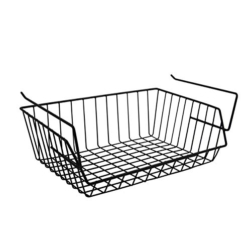 MSV Hängekorb aus Metall - 40x27x14cm - Schwarz - Aufbewahrungs-Korb für Küchenschränke Kleiderschränke Regale Unterbauschrank Unterbau-Regal, MS4658 von MSV
