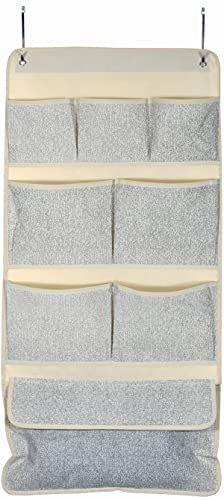 MSV Suspendre Hängeorganizer Hängeaufbewahrung Tür 8 Taschen Metallhaken spart Platz in Ihrem Kinderzimmer Badezimmer Organizer, Metall, Grey, 40x80cm von MSV