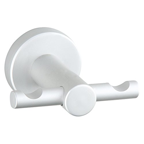 MSV Kleiderhaken Lugano aus Aluminium, Plastik, Silber/Weiß, 30 x 20 x 15 cm von MSV