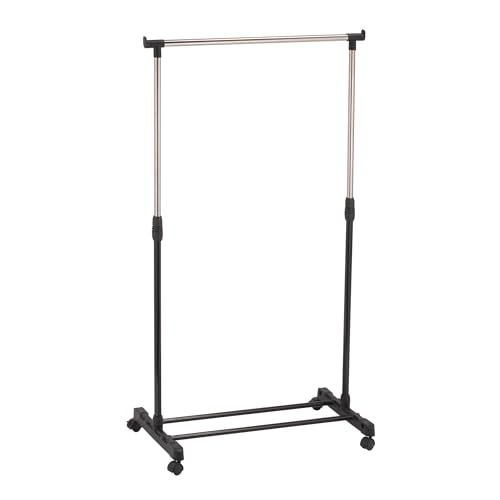 MSV Kleiderständer, Garderobenständer mit Leichtlaufrollen und einer Kleiderstange höhenverstellbar - 81 x 42 x 100-170 cm von MSV