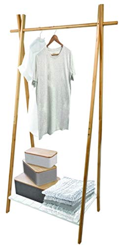 MSV Kleiderständer Bambus Garderobe Garderobenständer Kleiderstange Ablage natur Bambus Mia - 64 x 44 x 160.5 cm von MSV