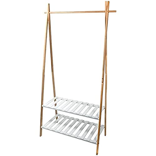 MSV Kleiderständer Bambus Garderobe Garderobenständer Kleiderstange Ablage Natur Bambus Mia - 84 x 45 x 180 cm von MSV