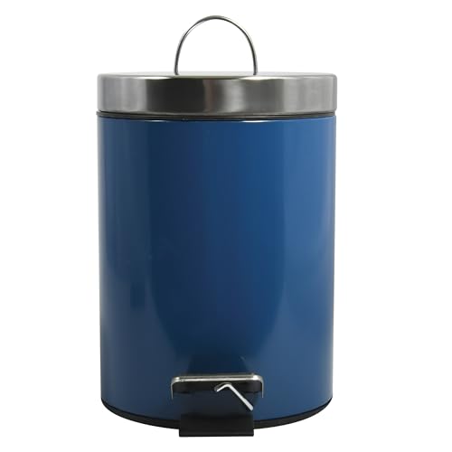 MSV, Fußpedal-Abfalleimer aus Edelstahl, modernes und elegantes Design, ideal für Badezimmer oder Büro, mit herausnehmbarem Inneneimer, rund, 3 Liter, Farbe Blau MSV, Fußpedal-Abfalleimer aus Edelstahl, modernes und elegantes Design, ideal für Badezimmer oder Büro, mit herausnehmbarem Inneneimer, rund, 3 Liter, Farbe Blau von MSV