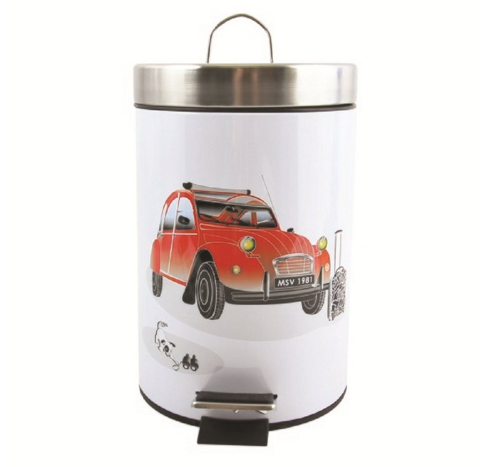 MSV Kosmetikeimer Motiv, Pedal-Treteimer, rostfreier Edelstahl, herausnehmbarer Inneneimer, exklusives Design "2CV", 3L von MSV
