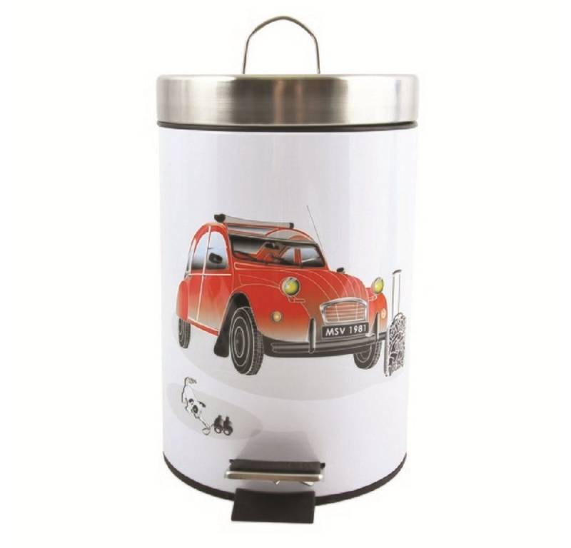 MSV Kosmetikeimer Motiv, Pedal-Treteimer, rostfreier Edelstahl, herausnehmbarer Inneneimer, exklusives Design "2CV", 3L von MSV