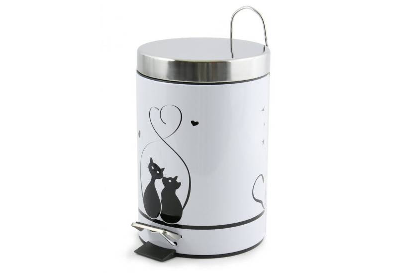MSV Kosmetikeimer Motiv, Pedal-Treteimer, rostfreier Edelstahl, herausnehmbarer Inneneimer, exklusives Design "Cat", 3L von MSV