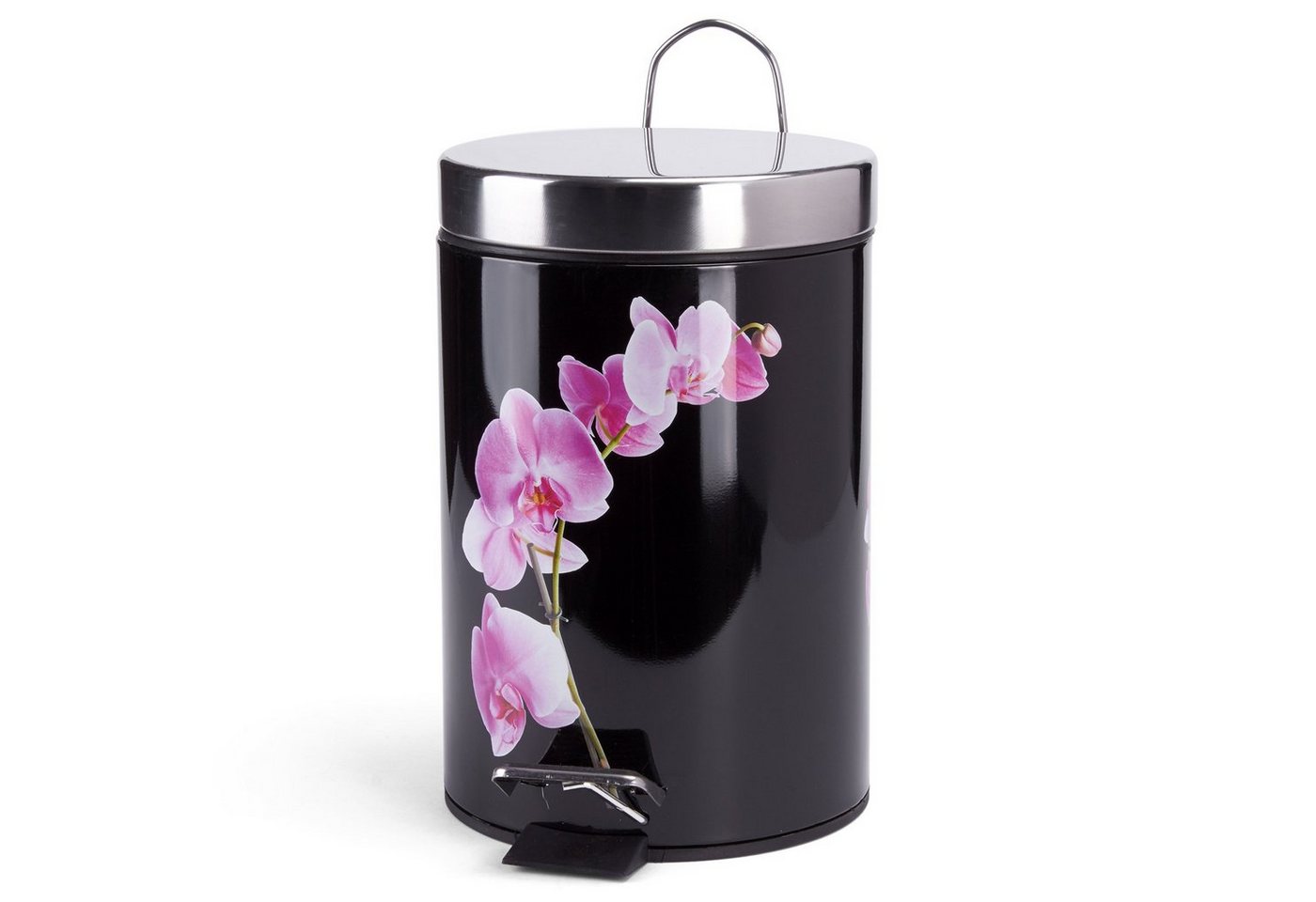 MSV Kosmetikeimer Motiv, Pedal-Treteimer, rostfreier Edelstahl, herausnehmbarer Inneneimer, exklusives Design "Lanyu black", 3L von MSV