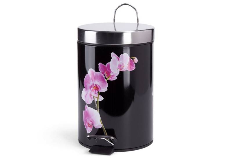 MSV Kosmetikeimer Motiv, Pedal-Treteimer, rostfreier Edelstahl, herausnehmbarer Inneneimer, exklusives Design "Lanyu black", 3L von MSV