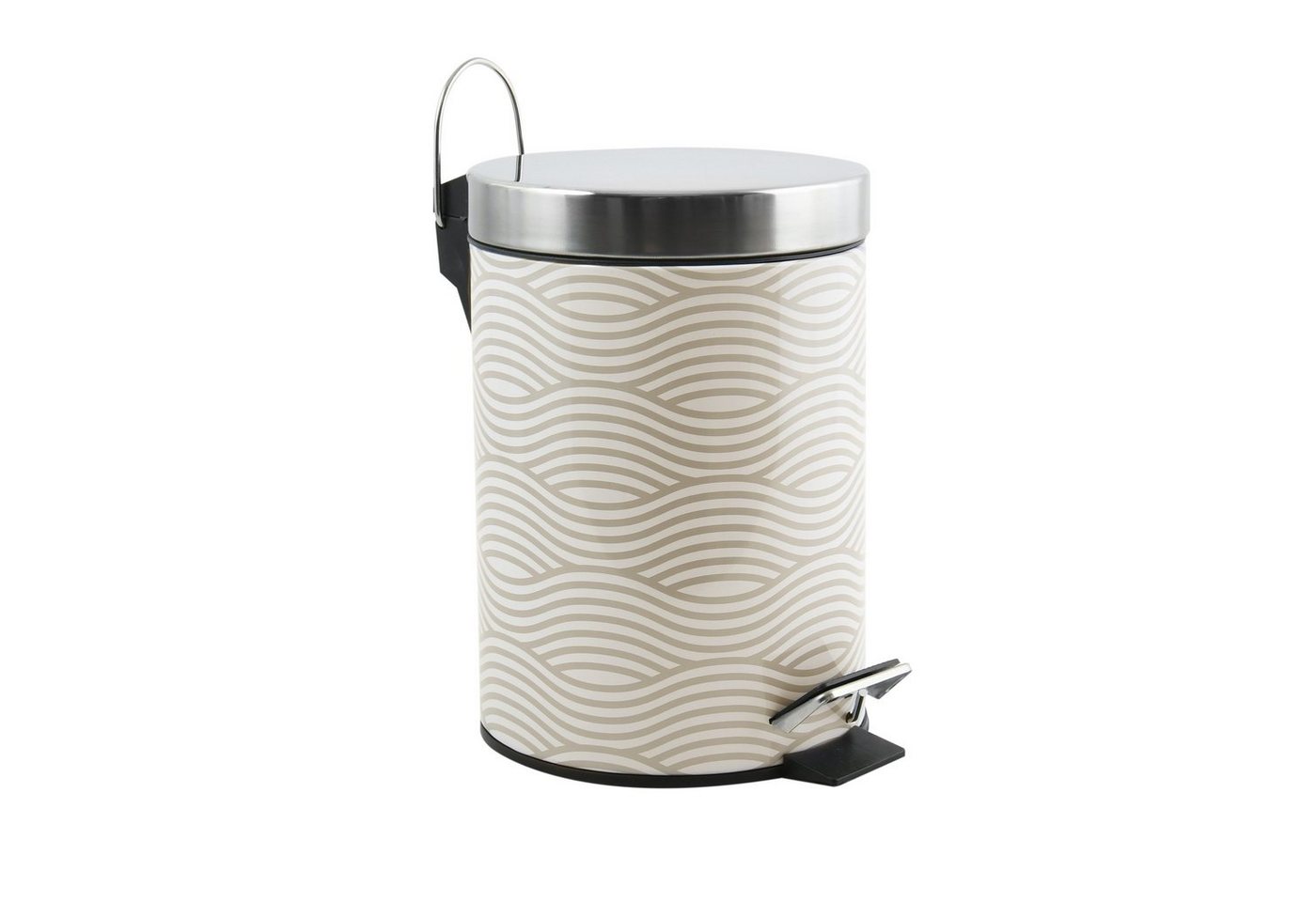 MSV Kosmetikeimer Motiv, Pedal-Treteimer, rostfreier Edelstahl, herausnehmbarer Inneneimer, exklusives Design "Wave beige", 3L von MSV