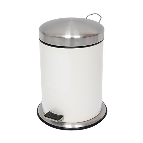 MSV Kosmetikeimer Mülleimer Treteimer Abfalleimer Edelstahl - 5 Liter – mit herausnehmbaren Inneneimer - Weiß von MSV