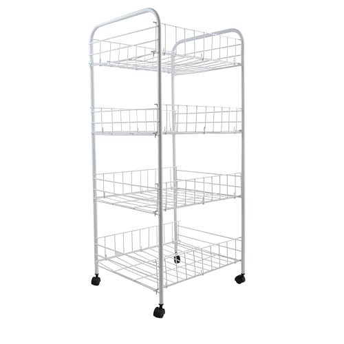 MSV 110276 Küchenregal mit Rollen und 4 herausnehmbaren Körben, Polypropylen/Metall, 78 x 38 x 25 cm, Weiß von MSV