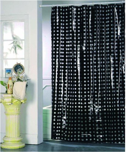 MSV PVC Duschvorhang 140269 schwarz Spots 180 x 200 x 0,1 cm von MSV