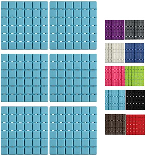 MSV Premium Duschmatte Badematte Badewanneneinlage Anti Rutsch Pads-6 Stück-antibakteriell rutschfest mit Saugnäpfen-Hellblau-ca. 13 x 13 cm-duftet nach Rosen-waschbar bei 60° Grad, Blue, 13x13cm von MSV