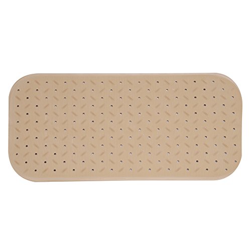 MSV Premium Duschmatte Badematte Badewannenmatte Badewanneneinlage antibakteriell rutschfest mit Saugnäpfen - Beige - duftet nach Rosen - ca. 36 x 97 cm - waschbar bei 60° Grad von MSV