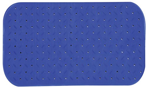 MSV Premium Duschmatte Badematte Badewannenmatte Badewanneneinlage antibakteriell rutschfest mit Saugnäpfen - Blau - duftet nach Rosen - ca. 36 x 65 cm - waschbar bei 60° Grad von MSV