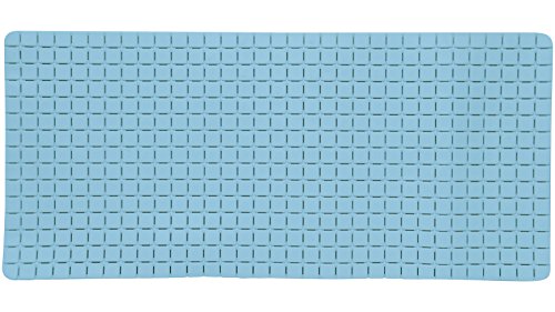 MSV Premium Duschmatte Badematte Badewannenmatte Badewanneneinlage antibakteriell rutschfest mit Saugnäpfen - Hellblau - ca. 36 x 76 cm - duftet nach Rosen - waschbar bei 60° Grad von MSV