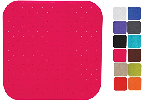 MSV Premium Duschmatte Badematte Badewannenmatte Badewanneneinlage antibakteriell rutschfest mit Saugnäpfen-Pink-duftet nach Rosen-ca. 54 x 54 cm-waschbar bei 60° Grad, Gummi, Large von MSV