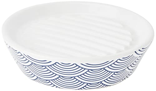 MSV Seifenablage Bento, Keramik, Weiß/blau, 11 x 9 x 3 cm von MSV