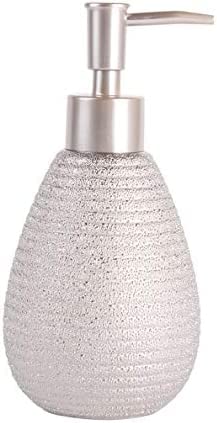 MSV Seifenspender "Oman" Flüssigseifen-Spender, Fassungsvermögen 8,5 x 8,5 x 12,5 cm - Silber Keramik von MSV