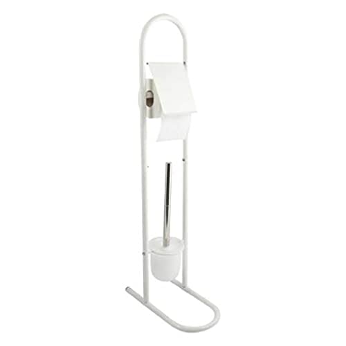 MSV Stand WC Garnitur WC Bürste Toilettenbürste Klobürste aus Edelstahl Weiß 15,7x29x79cm von MSV