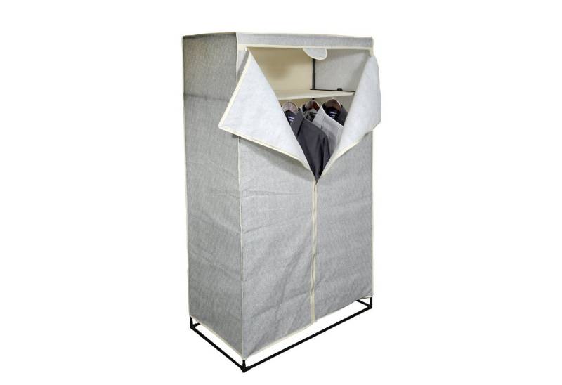 MSV Stoffschrank Stoffkleiderschrank Textil Faltschrank, atmungsaktiver Vliesstoff, grau, 90 x 50 x 160 cm von MSV