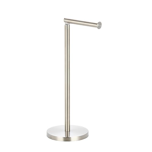 MSV Toilettenpapierhalter Stehend BxHxT: 15x43x15cm freistehender Papierrollenhalter in Edelstahl-Optik Edler Rollenhalter für WC-Rollen als Ersatzrollenhalter verchromt, Silber, Grey von MSV
