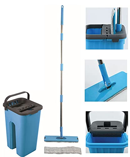 MSV Touchless Mop Selbstreinigungssystem Wischmopp ✓ inkl. Eimer 4 Liter ✓ Reinigung für alle Arten von Böden ✓ Fliesen ✓ Parkett ✓ Linoleum ✓ Laminat | Ersatzmop von MSV