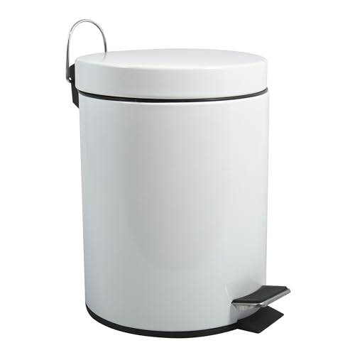 MSV, Kosmetikmüller aus Edelstahl, modernes und elegantes Design, ideal für Badezimmer oder Büro, mit herausnehmbarem Inneneimer, 5 Liter Fassungsvermögen, weiße Farbe von MSV