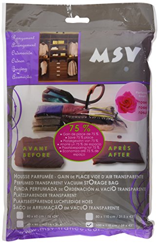 MSV Vakuumhülle Rose parfümiert in transparent 100x110cm, Polyamid/Polyethylen, 30 x 20 x 15 cm von MSV