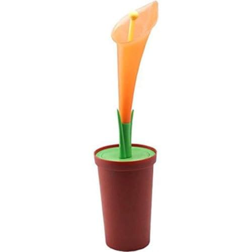 MSV WC-Garnitur Blume, Polypropylen, Orange/Braun/Grün, 13 x 13 x 49.5 cm von MSV