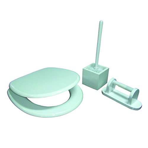 MSV WC-Garnitur Set aus MDF in weiß 3-teilig, 30 x 20 x 15 cm von MSV