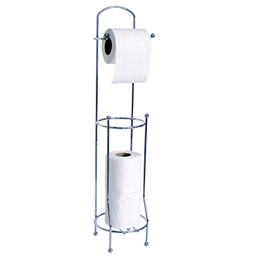 MSV WC Rollenhalter Toilettenpapierrollenhalter WC Rollen Aufbewahrung WC-Ersatzpapierrollenhalter Klopapierrollenhalter silber verchromt von MSV
