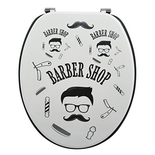 MSV WC Sitz Toilettendeckel MDF Holzkern „Barber“ Scharniere aus Edelstahl von MSV