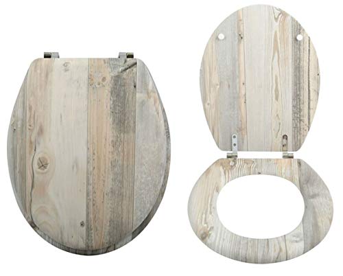MSV WC Sitz Toilettendeckel MDF Holzkern „Ombo Landhaus“ Scharniere aus Edelstahl - hochwertige und stabile Qualität MSV WC Sitz Toilettendeckel MDF Holzkern „Ombo Landhaus“ Scharniere aus Edelstahl - hochwertige und stabile Qualität von MSV