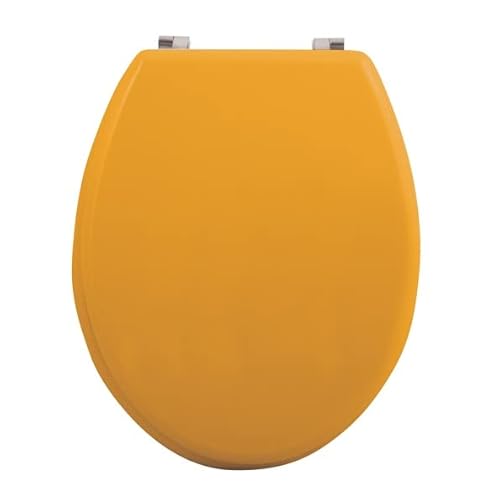 MSV WC Sitz Toilettendeckel MDF Holzkern „Safran Gelb“ Scharniere aus Edelstahl - hochwertige und stabile Qualität von MSV