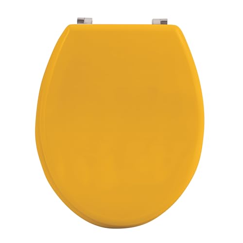MSV WC Sitz Toilettendeckel MDF Holzkern „Safran Gelb“ Scharniere aus Edelstahl - hochwertige und stabile Qualität von MSV