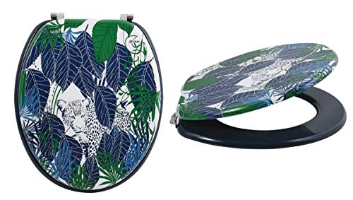 MSV WC Sitz Toilettendeckel MDF Holzkern "Rain Forest" Scharniere aus Edelstahl - hochwertige und stabile Qualität von MSV